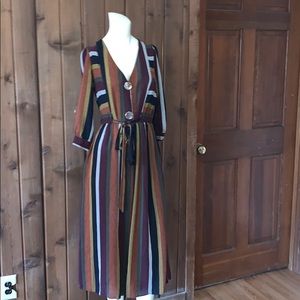 Multicolored Bohemian 3/4 Sleeve Dress